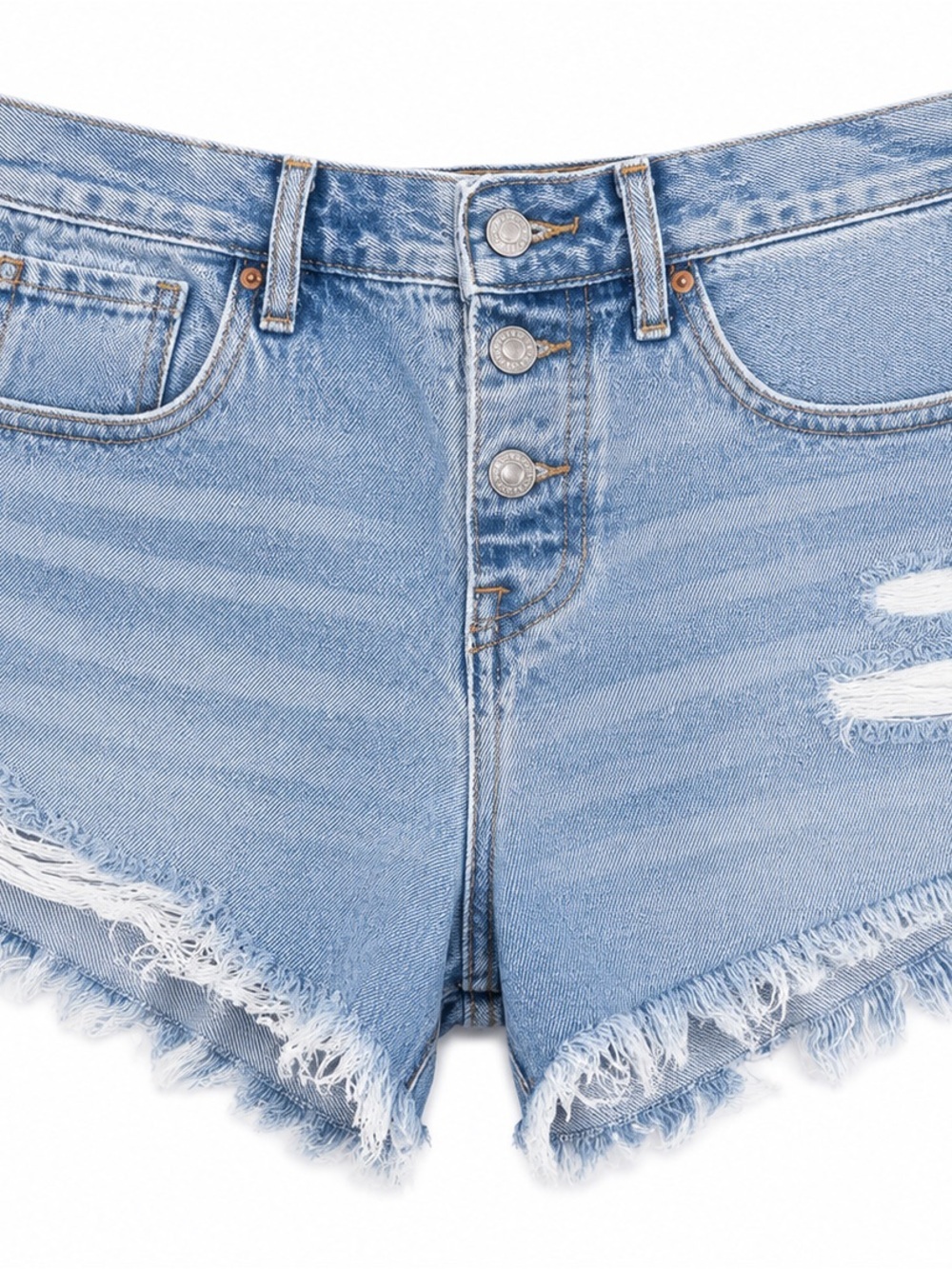 PacSun Light Blue Distressed High-Waist Denim Shorts